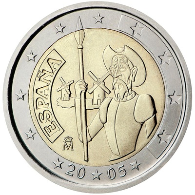 Hispaania 2 euro 2005 Don Quijote UNC