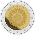 Läti 2 euro, 2023, " Slava Ukrainai!" UNC