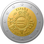 Hispaania 2 Eurot 2012a. 10 astat Euroraha (UNC)