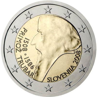 Sloveenia 2 euro, 2008, Primož Trubar UNC