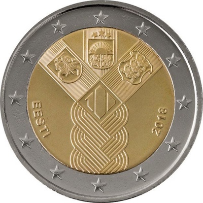 Eesti 2 euro 2018.a. "Balti riigid 100" UNC
