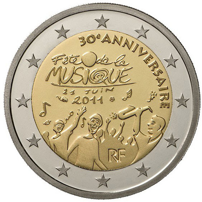 Prantsusmaa 2 euro, 2011 „Fête de la Musique”UNC