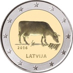Läti 2 euro 2016.a. Lehm, UNC